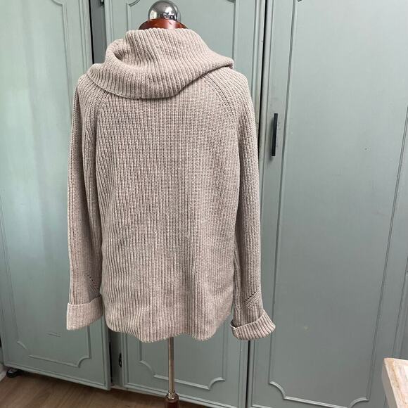 Ann Taylor Cowl Neck Sweater Womens Large Chunky Wool Cashmere Cozy Minimalist - Picture 4 of 6